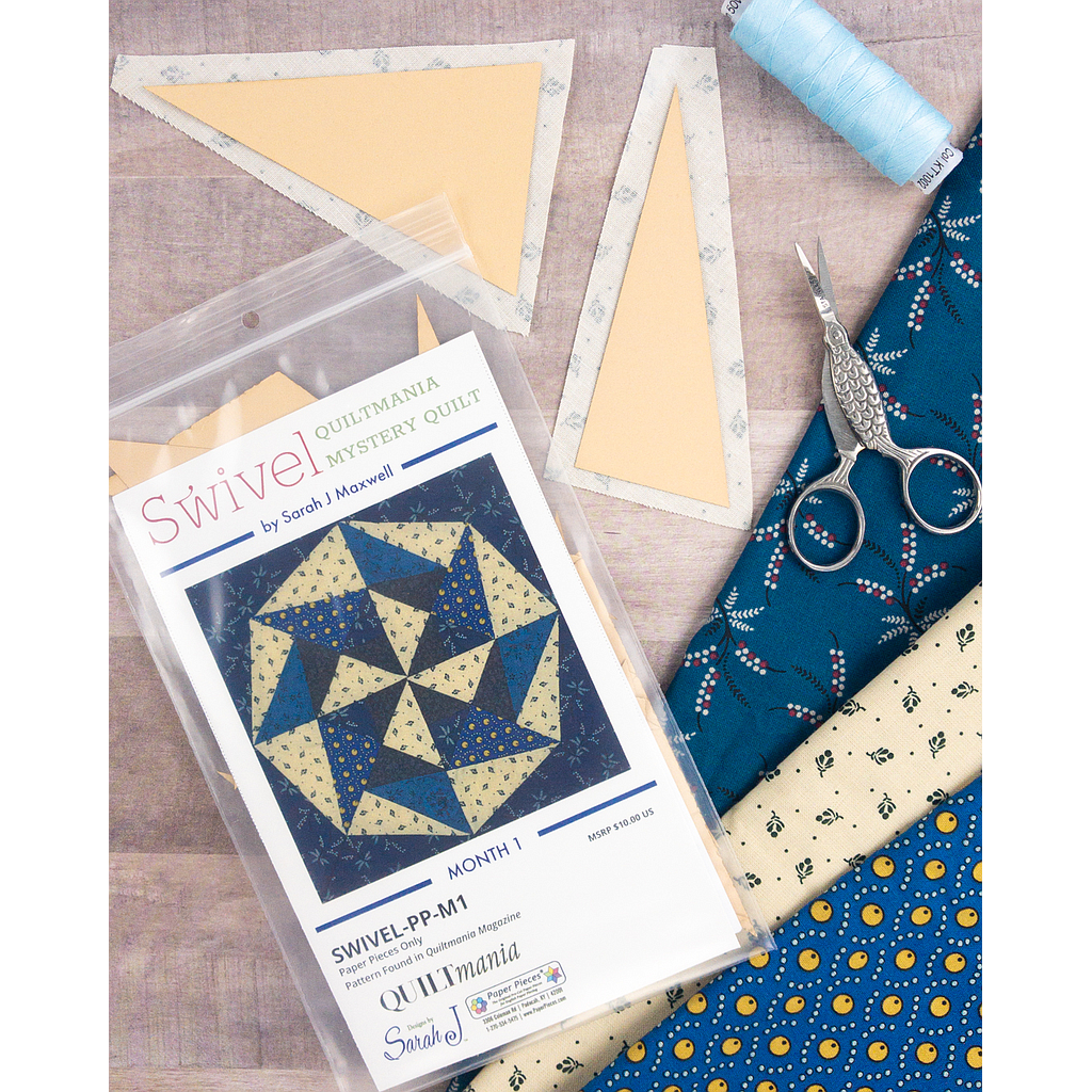 SWIVEL-PP-M5, Swivel QuiltMania Mystery Quilt, Month 5 Paper Pieces