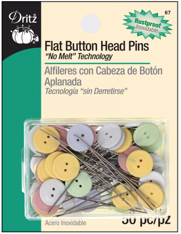 PIN FLAT BUTTON 50CT PK OF 3 EA