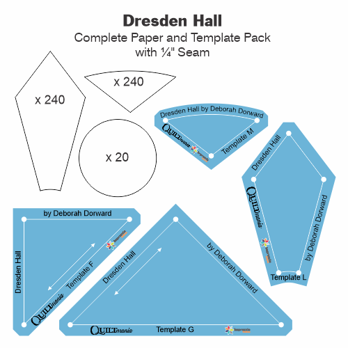 Dresden Hall Paper and Template Pack ¼" Seam, by Deborah Dorward