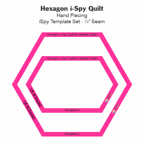 Hexagon I-Spy Quilt - Hand Piecing iSpy Template Set, by Brigitte Giblin