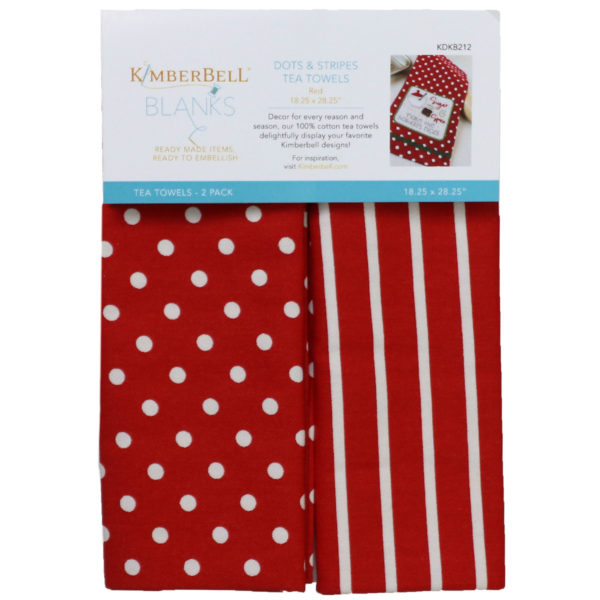 Dots & Stripes Tea Towels; Set of 2 Red