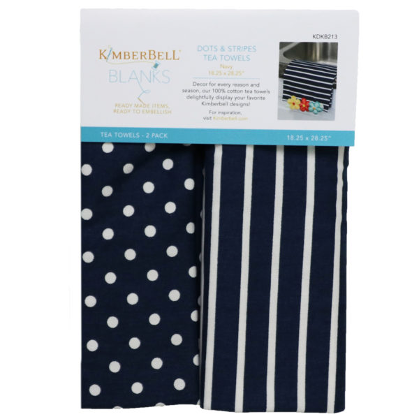 Dots & Stripes Tea Towels; Set of 2 - Navy