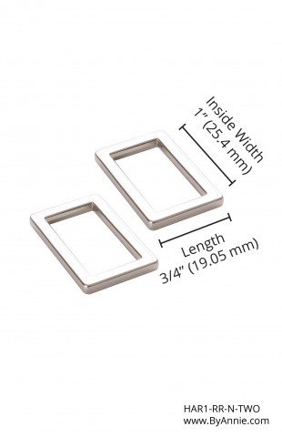 HAR1-RR-N-TWO, 1" Nickel- Rectangle Ring, Flat, Set of Two ByAnnie