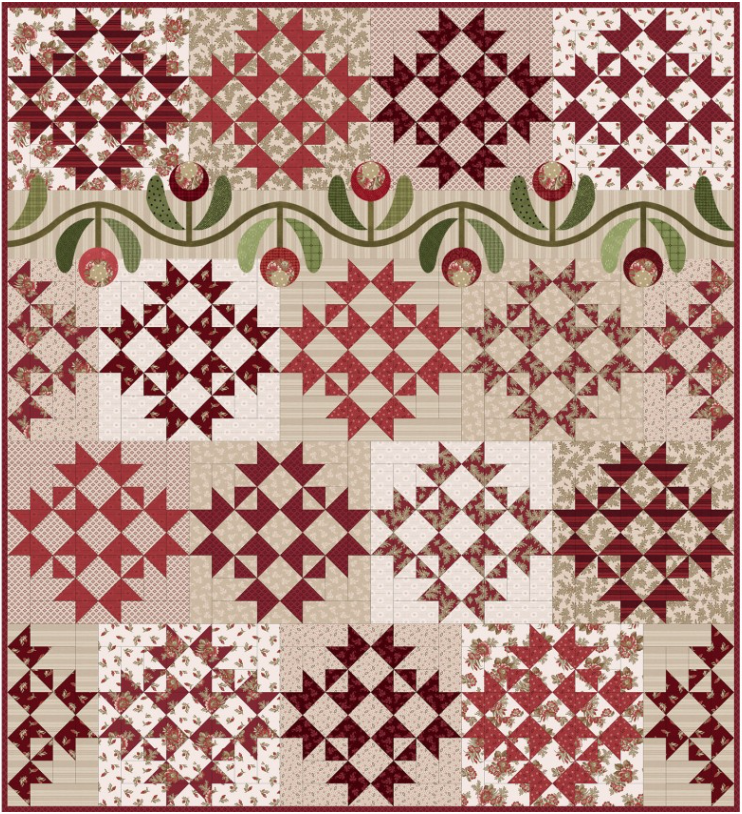 KIT-MASRUR, Ruby Red Quilt Kit, Finished size: 64" x 70", Ruby by Bonnie Sullivan