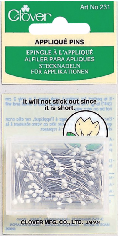 CLO231, CLOVER, Appliqué Pins 3/4", PK of 3 EA