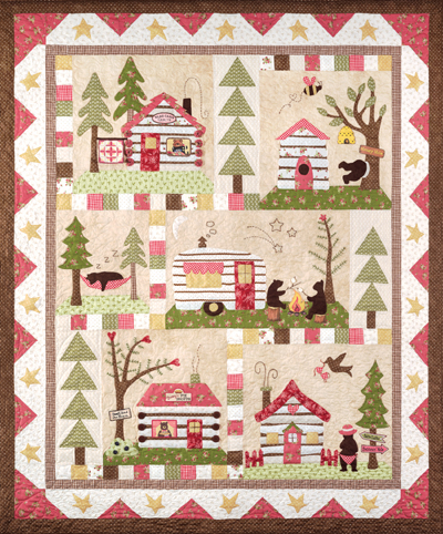 TQC-CAMPBOMTOT Camp Sugar Bear Block of the Month (6 months), The Complete Kit including original Fabrics, Patterns (6), DMC, Accessory Packet and Ric Rac, by the Quiltcompany 