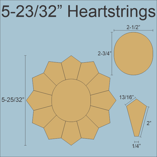 HEARTSTRINGS-L, Dresden Plates (Wedges and Oval) Large Pack, Makes 30 Blocks
