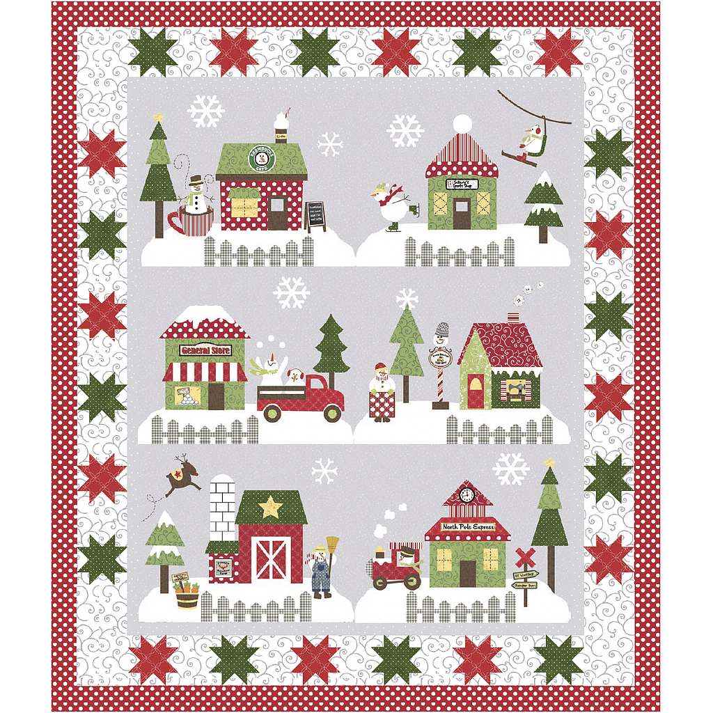 THQFROSTY-BOM7, Frosty Goes to Town, BOM-7, including fabric for borders, binding, pattern by The Quilt Company