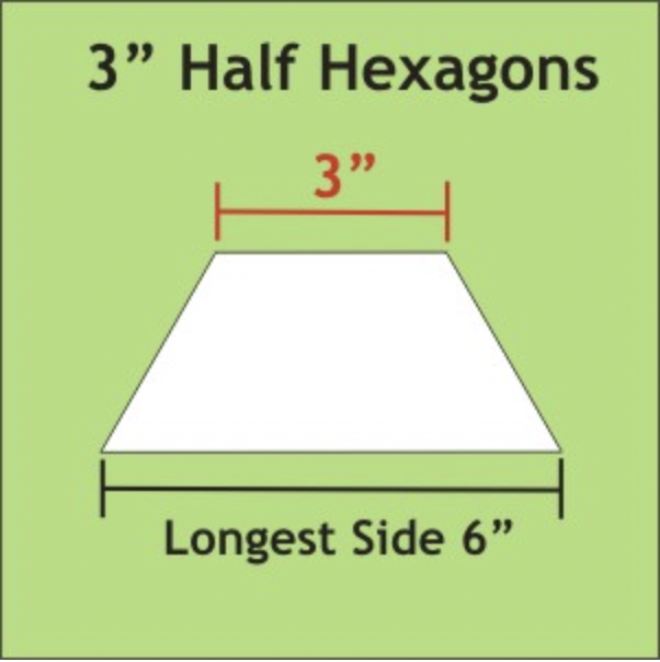 HHX300L, 3" Half Hexagons: Large Pack 150 Pieces
