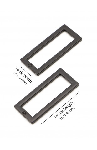 HAR1.5-RR-BM-TWO, 1½" RECTANGLE RING - FLAT, SET OF TWO (Black Metal) ByAnnie