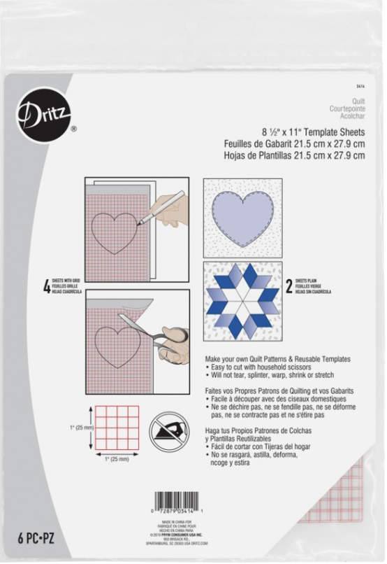 DRI3414, Non-Slip Vinyl Template Sheets (Pack of 6)