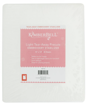 KDST102, Light Tear-Away Precuts Embroidery Stabilizer, 12" x 10", 40ct, by KimberBell 