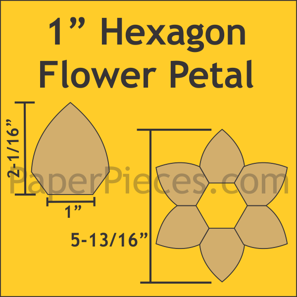 HEXFLOWERPETAL100S, 1" Hexagon Flowers Petal Small Pack 48 Pieces (Makes 8 Flowers)