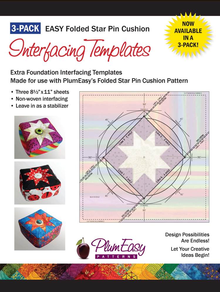 PEP203, Folded Star Pin Cushion Template 3-pk (NO pattern included)