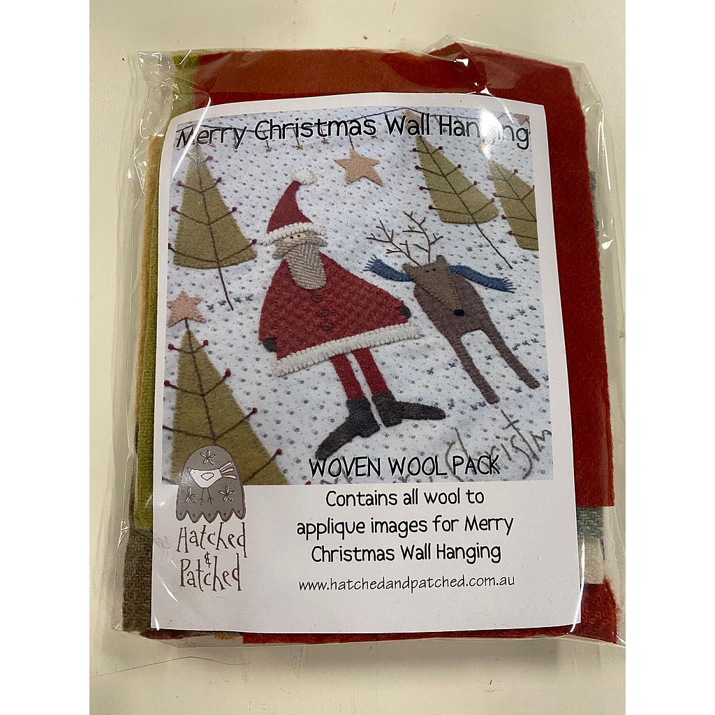 Merry Christmas Wallhanging WOOLPACK, by Anni Downs (Hatched and Patched)
