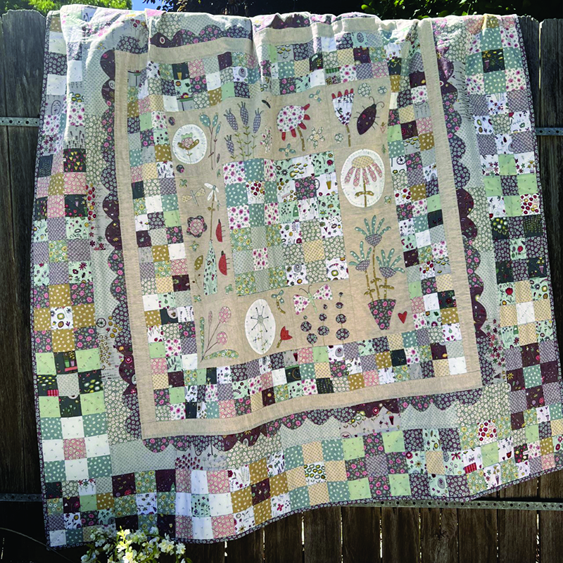 WWGKIT-TOT,  Total Kit for Where Wildflowers Grow, including original fabrics, linnen, binding, DMC and Pattern by  Hatched and Patched