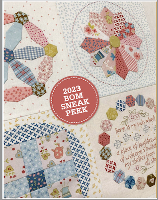 TBH-BOM2023-2/6, Owl and Hare BOM 2023 including Homespun Magazine, Fabrics, Cosmo embroidery Threads, Stitchery panels, Paperpieces