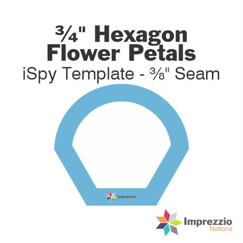 ¾" Hexagon Flower Petal iSpy Template - ⅜" Seam