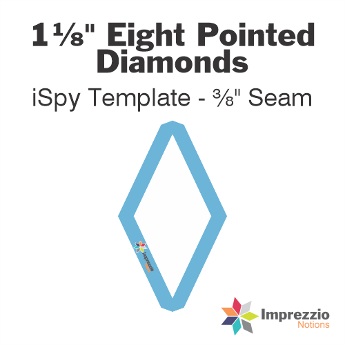 1⅛" Eight Pointed Diamond iSpy Template - ⅜" Seam