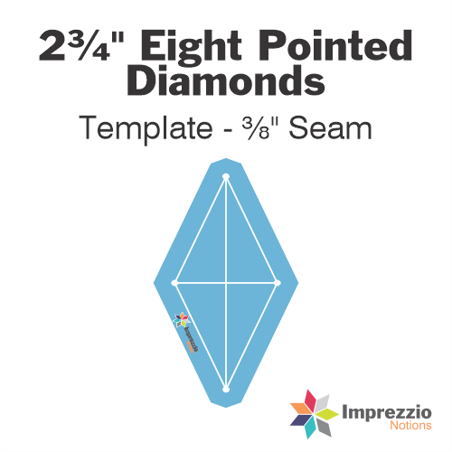 2¾" Eight Pointed Diamond Template - ⅜" Seam