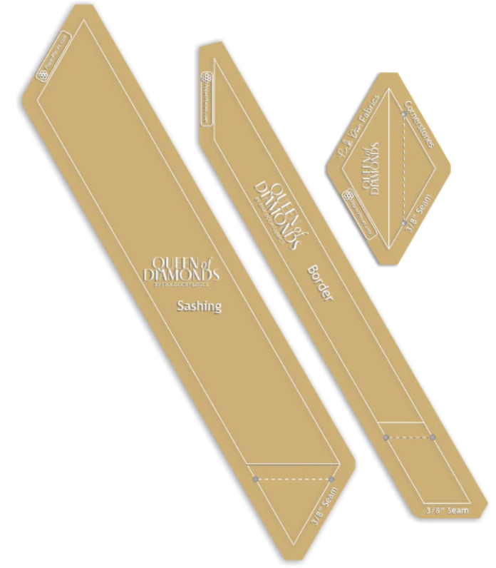 QUEENOFDIAMONDS-LATTICE-038, Queen of Diamonds: Lattice + Cornerstone Acrylic Template Set (3 Piece Set)  by Paper Pieces® 3/8" seam allowance