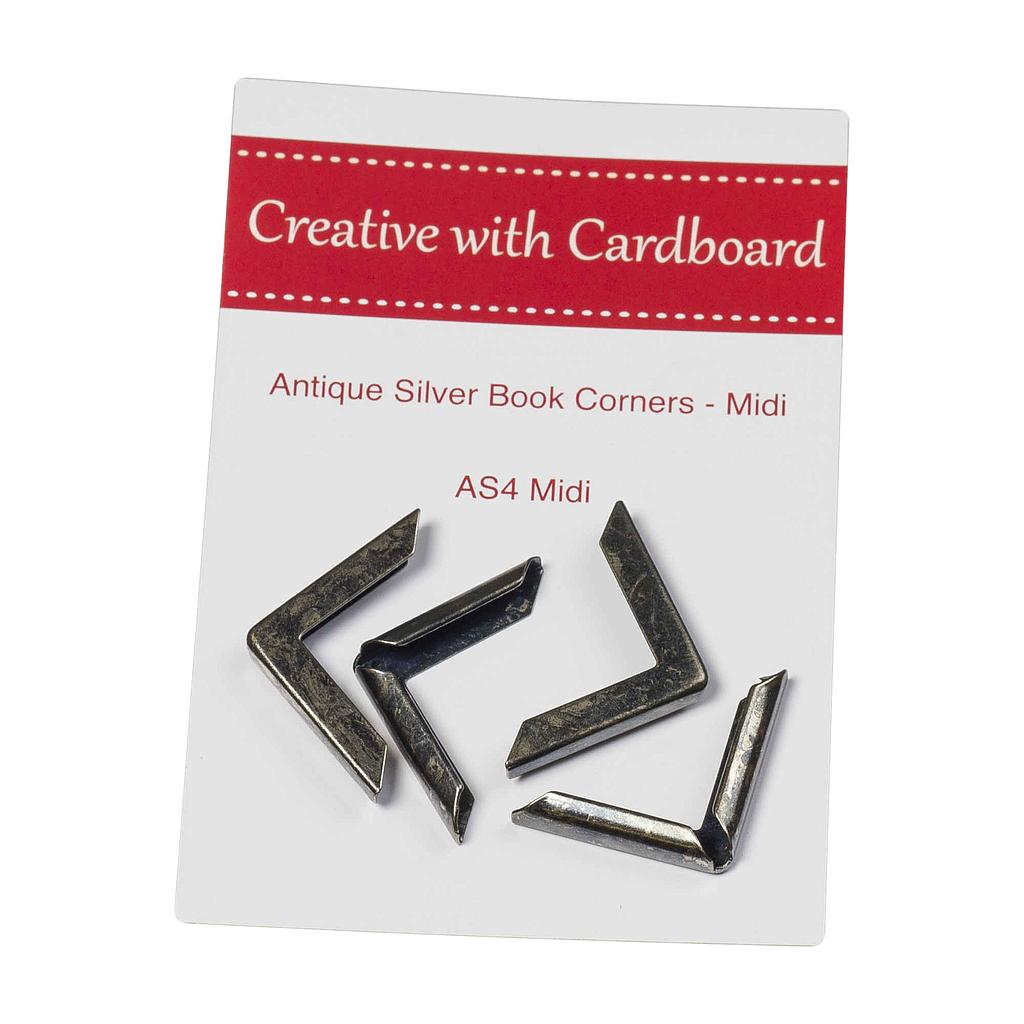 CWC-AS4 Midi, 4 Antique Silver Book Corners Medium