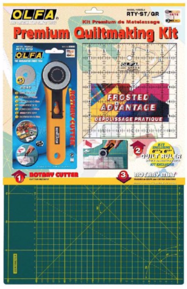 OLFA Premium Quiltmaker Kit (Rotary Cutter, CM, Inch Ruler and Cutting Mat)