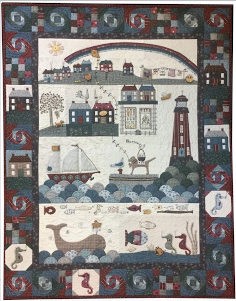 LA-ST14 EB, Pattern, Set (12 in totaal) Seaside Town, including Raw Wooden Buttons - 34" x 44"