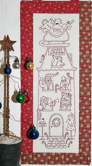 TBH-D282, Santa's Workshop (8" x 22") Pre-printed Fabric and Pattern