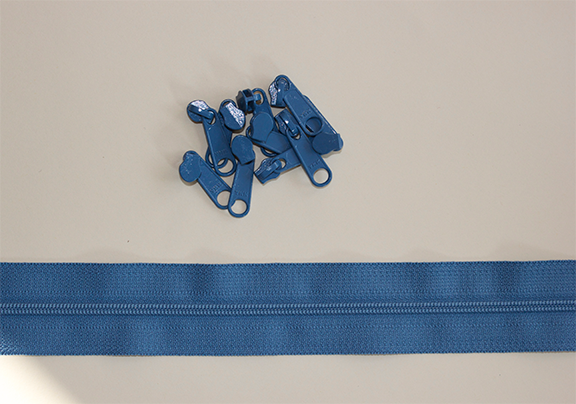 Zipper Large, 2 meter/6 sluiters, Antique Blue / Antiek Blauw