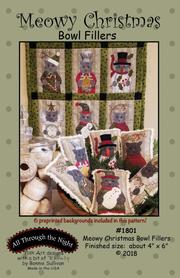 ATN1801, Pattern, and Pre-printed fabric, Meowy Christmas, Bowl Fillers by Bonnie Sullivan  (English)