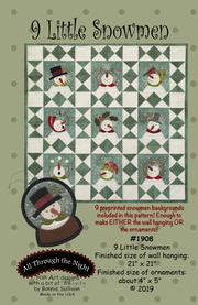 Pattern, and Pre-printed fabric, 9 Little Snowmen by Bonnie Sullivan (English)