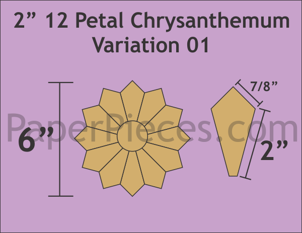 2" 12 Petal Chrysanthemum Variation 01, 5 Plates