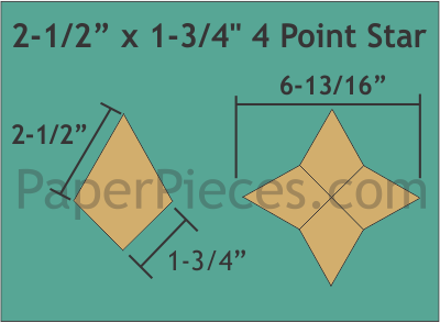 2 1/2" x 1 3/4" 4 Point Star, 28 Pieces