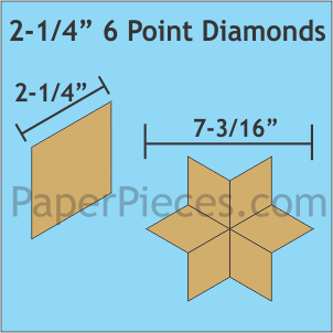 2 1/4" 6 Point Diamonds, 32 Pieces