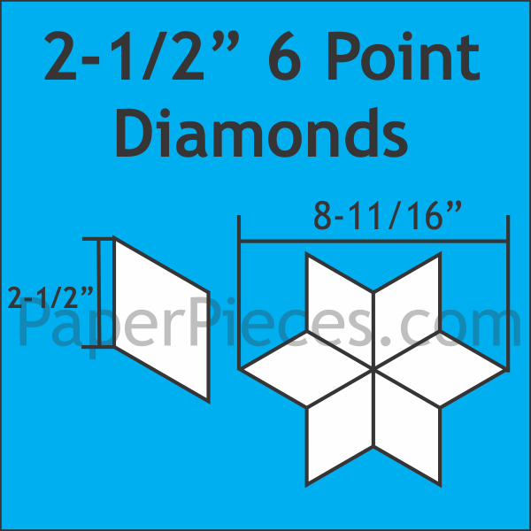 2 1/2" 6 Point Diamonds, 42 Pieces