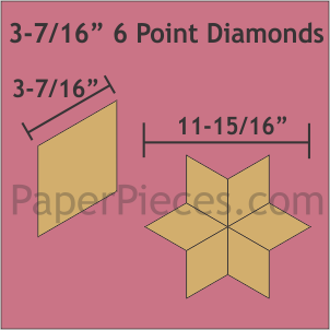 3 7/16" 6 Point Diamonds, 24 Pieces
