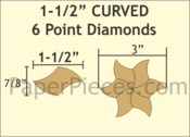 1 1/2" Curved 6-Point Diamonds, 96 Pieces
