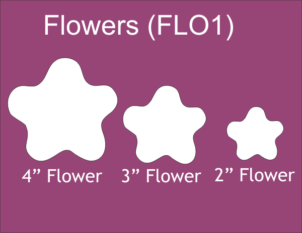 SALE!! Flowers, 2", 3", 4", 25 Pieces Each