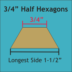 3/4" Half Hexagon, 100 Pieces