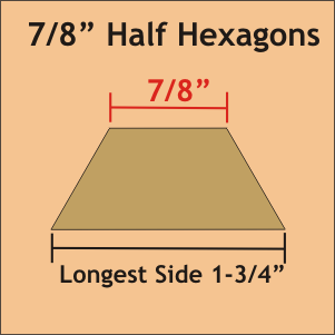 7/8" Half Hexagon, 154 Pieces