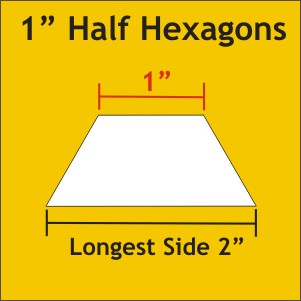 1" Half Hexagon, 100 Pieces