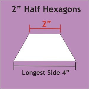 2" Half Hexagon, 50 Pieces