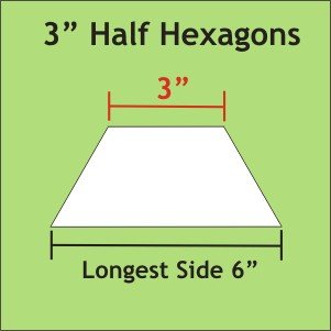 3" Half Hexagon, 25 Pieces