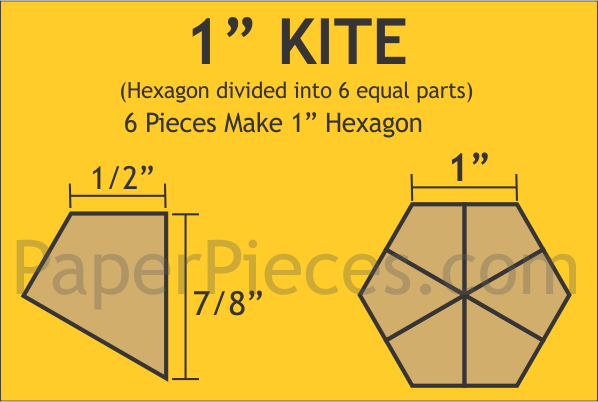 1" Hexagon Kite Bulk, 1440 Pieces