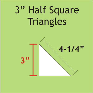 3" Half Square Triangle, 75 Pieces