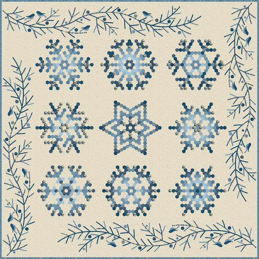 PP-SNOWFLAKE-COMPLETE, Snowflake Pattern and Paperpieces for quilt by Edyta Sitar
