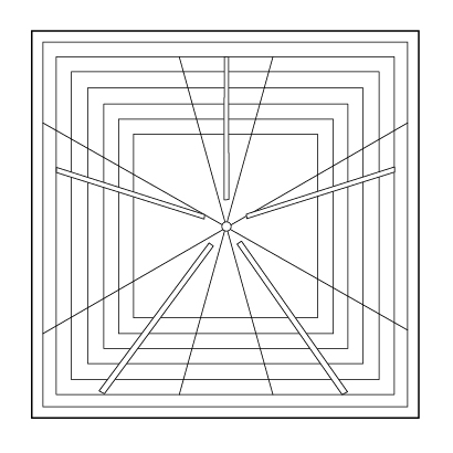 12.5" CROSS HAIR SQUARE - 5 POINT..Ruler, 5 (72°), 10 (36°) or 20 (18°) reference lines