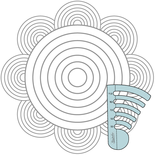 Circles on Quilts - 4 pc Template Set. Set 1 - 2" to 12"  and..Set 2 - 2.5" to 11.5" High Shank