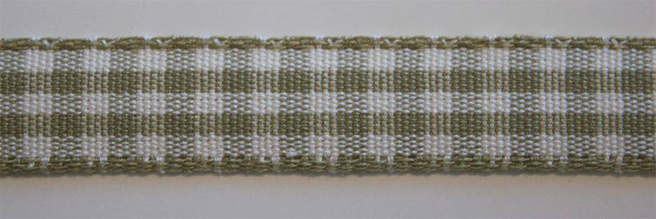 Green & White Checked Twill (14mm) - 25 meter by Rinske